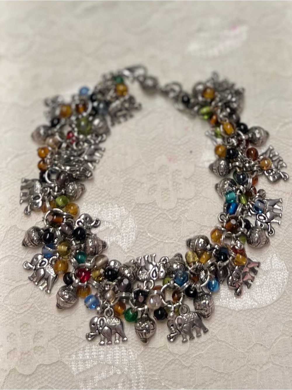Bracelet-hand crafted, silver tone,nickel free